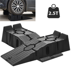 2pcs Heavy Duty Rubber Plastic 5 Ton GVM Low Ground Height Garage Vehicle Car Van Ramps, Vehicle Repairing Lifting Ramp, Anti-slip Rubber Ramps, Portable to Carry