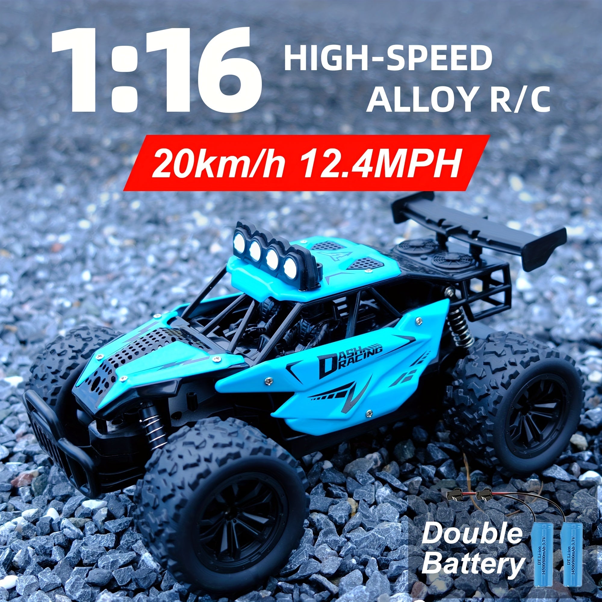K.K 1:16 2.4G Remote Control Cars, Alloy Body, Bigger Headlights, High Speed up to 20 Km/h, Play time up to 50 mins with dual Batteries, Youngsters Best Gifts for Christmas, Halloween, Thanksgiving