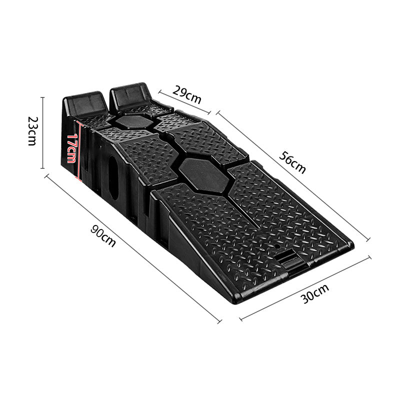 2pcs Heavy Duty Rubber Plastic 5 Ton GVM Low Ground Height Garage Vehicle Car Van Ramps, Vehicle Repairing Lifting Ramp, Anti-slip Rubber Ramps, Portable to Carry