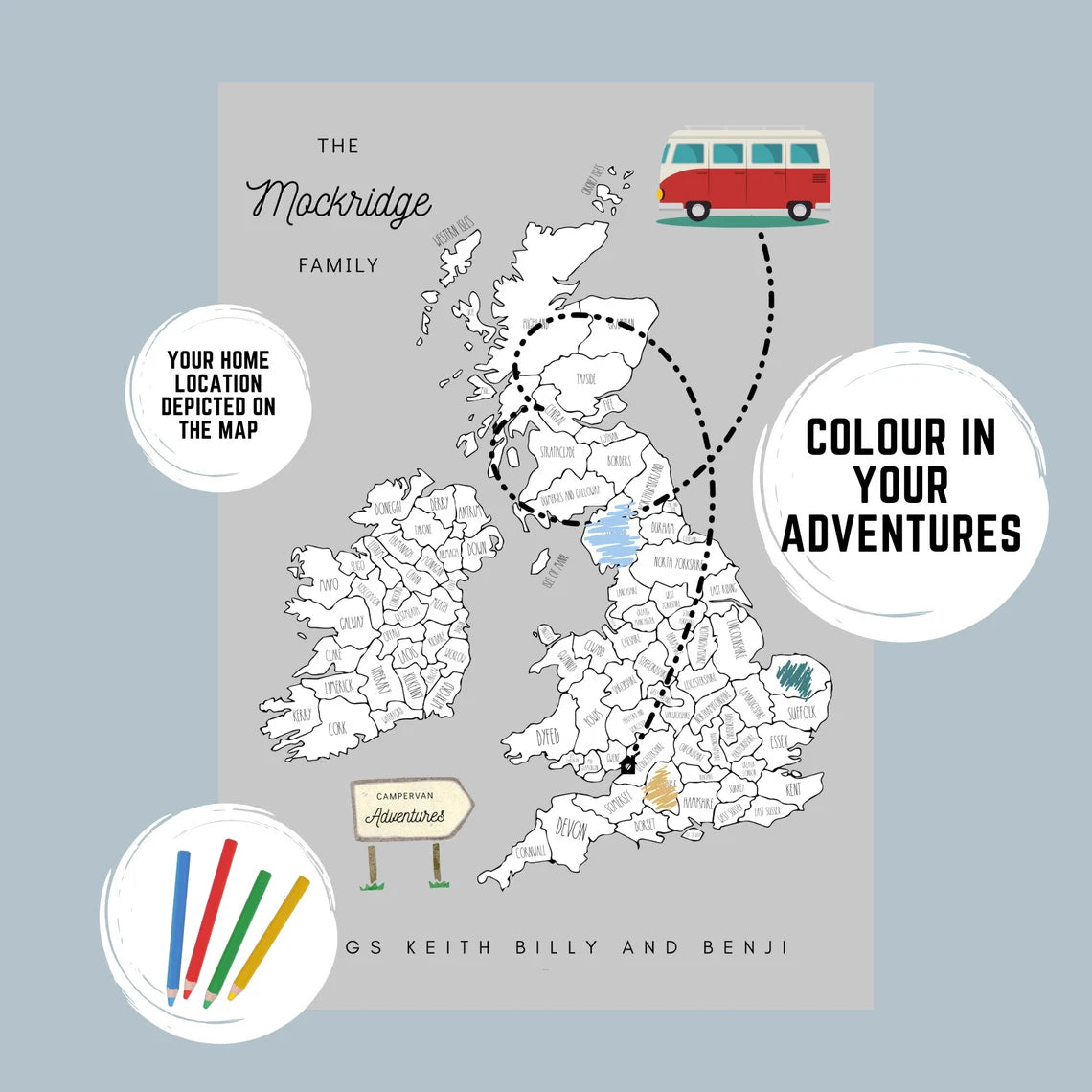 Personalised Lorry Driver Gift, Long Distance Driver, Truck Travels, Colour in Map, Travel Adventure Map, Colouring In, Travel Print, Waggon