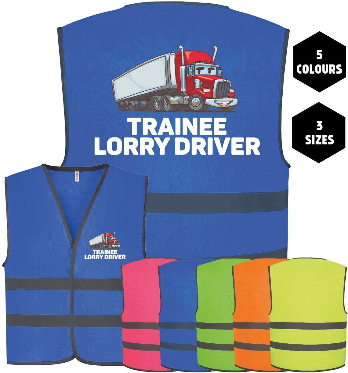 Trainee lorry truck driver printed children's kids hi-vis visibility safety vest