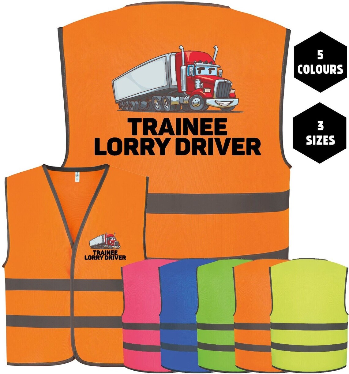 Trainee lorry truck driver printed children's kids hi-vis visibility safety vest