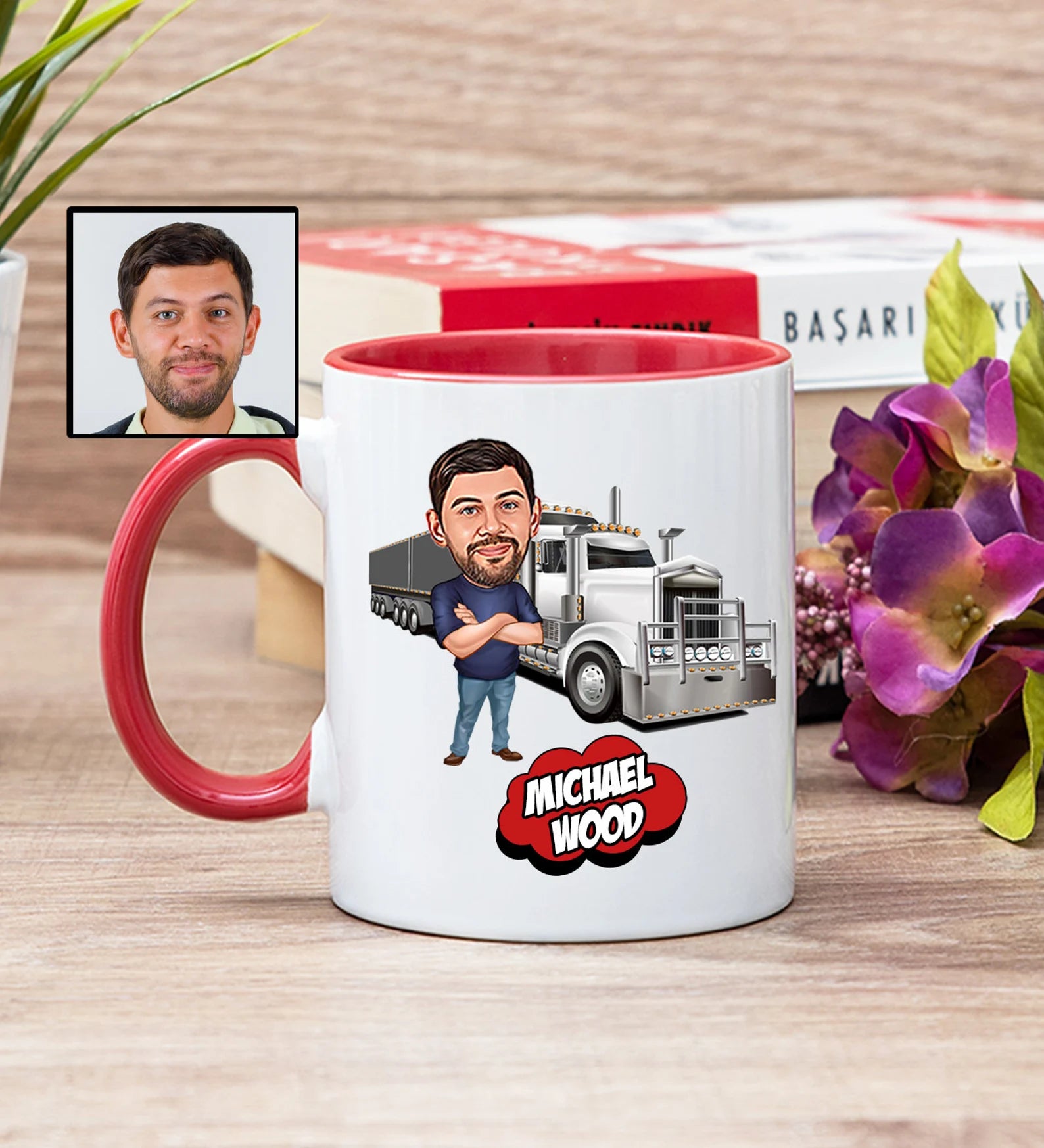 Custom Truck Driver Mug with Cartoon, Truck Driver Dad Gift for Fathers Day, Trucker Gift for Men, Trucker Retirement Gift, Trucker Grandpa