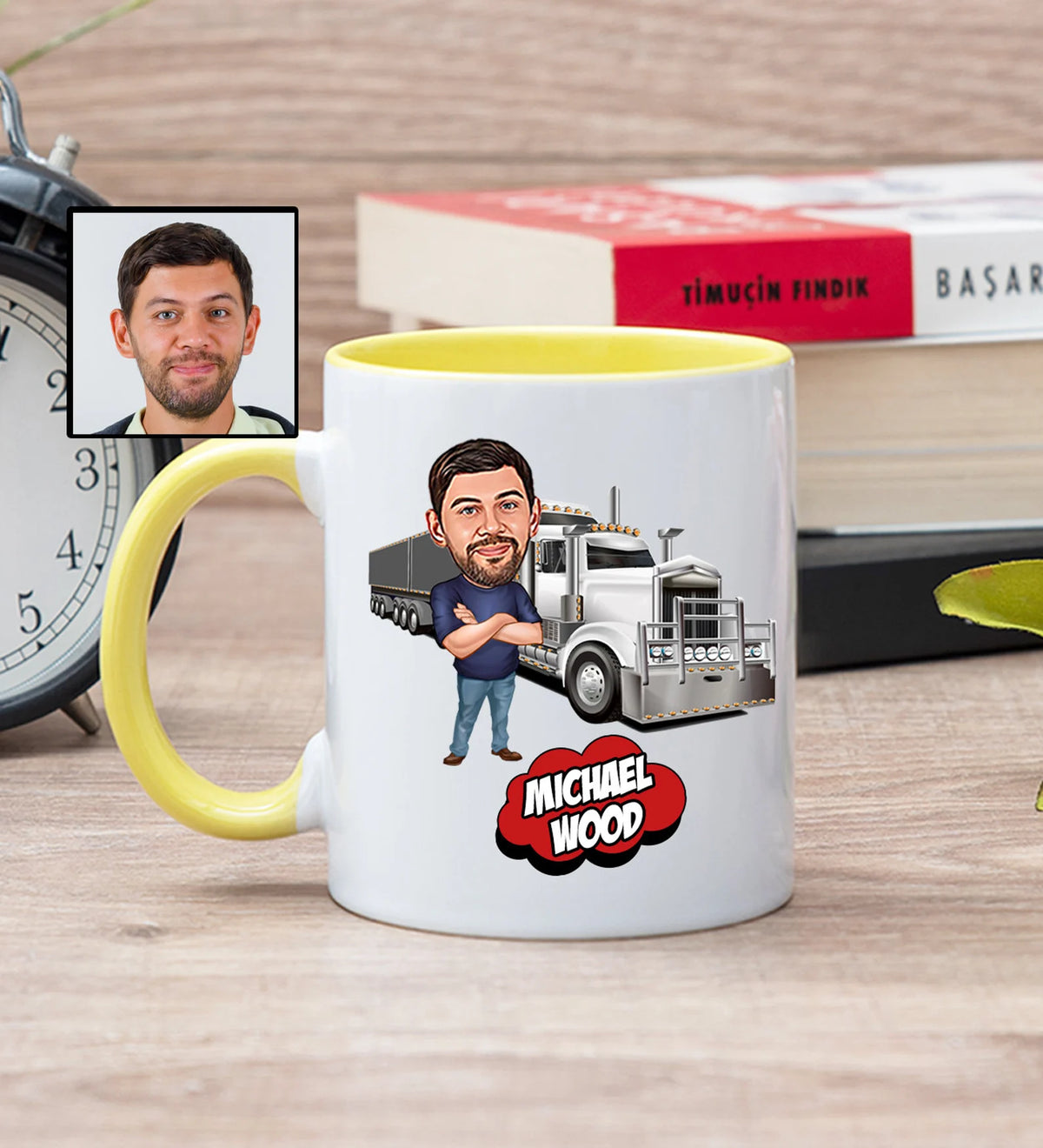 Custom Truck Driver Mug with Cartoon, Truck Driver Dad Gift for Fathers Day, Trucker Gift for Men, Trucker Retirement Gift, Trucker Grandpa