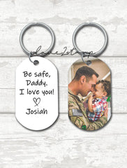 Be Safe Daddy Keychain, Fathers Day Deployment Gift, Fathers Day Gift From Kids, Gift For Police Officer, Firefighter Dad Gift Ideas